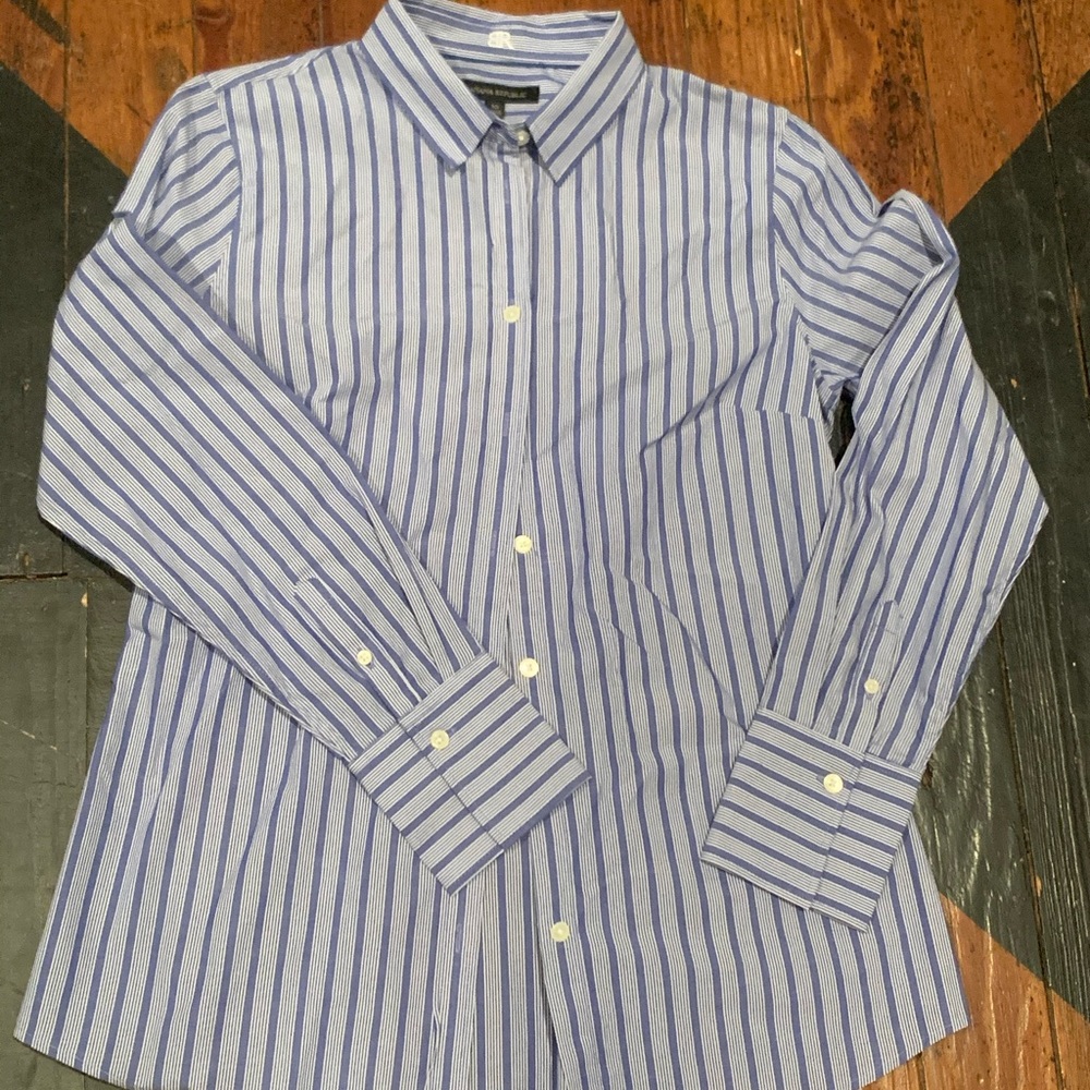 Blue & White Striped Banana Republic Button Shirt